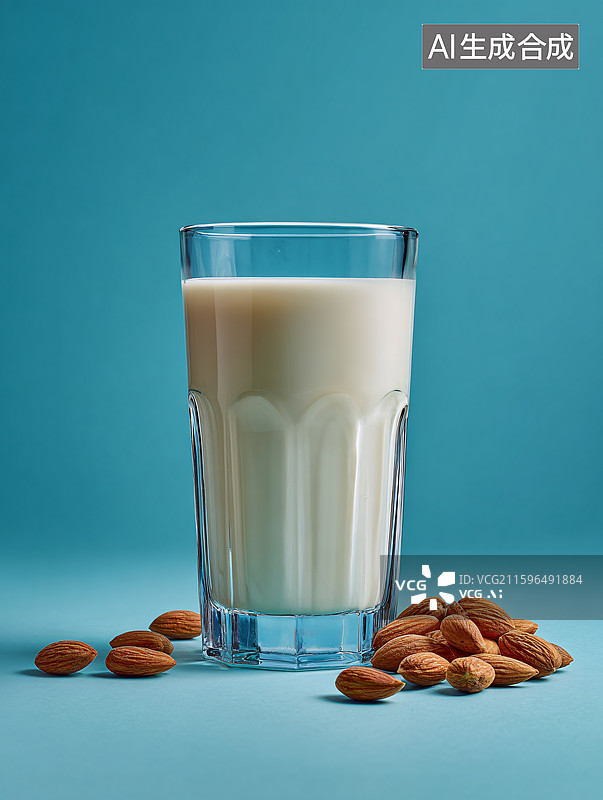 【AI数字艺术】一杯香浓杏仁奶特写图片素材