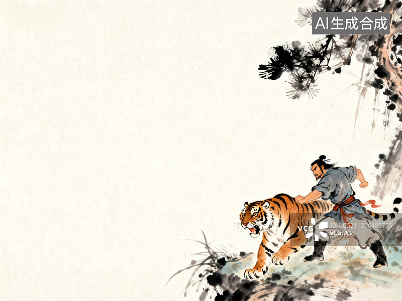 【AI数字艺术】武松打虎图片素材