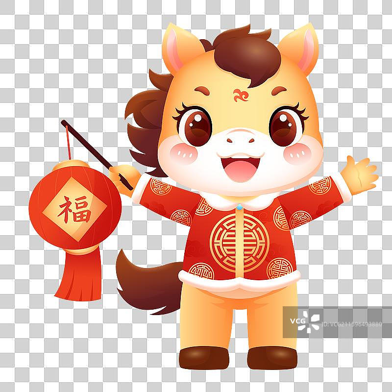 国风2026马年十二生肖卡通人物插画图片素材