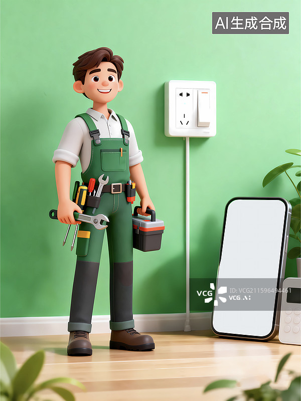 【AI数字艺术】家庭维修上门安装维修电器场景图片素材