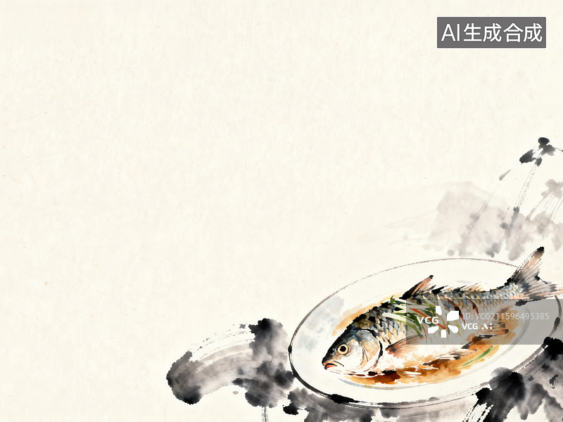 【AI数字艺术】盘中美味烹制鱼的艺术呈现图片素材