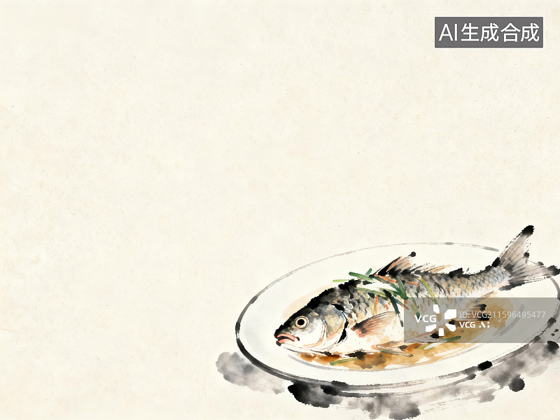 【AI数字艺术】盘中美味烹制鱼的艺术呈现图片素材
