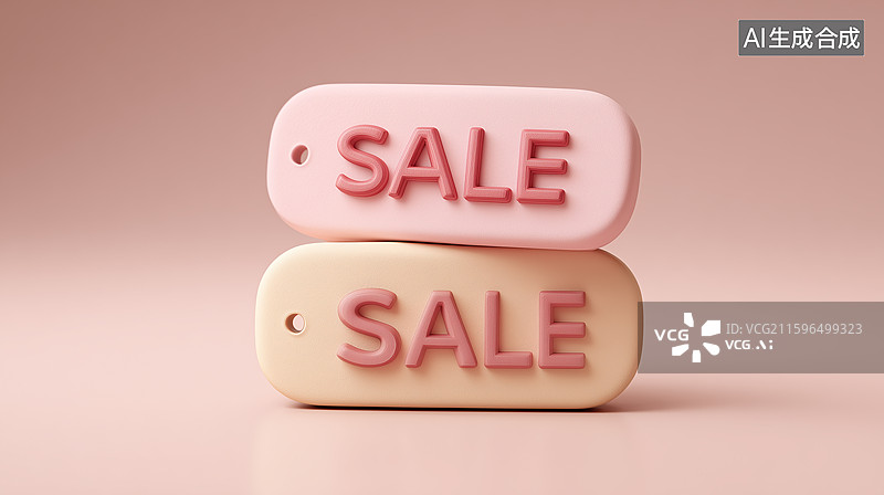 【AI数字艺术】粉桃双标折扣标签图标图片素材