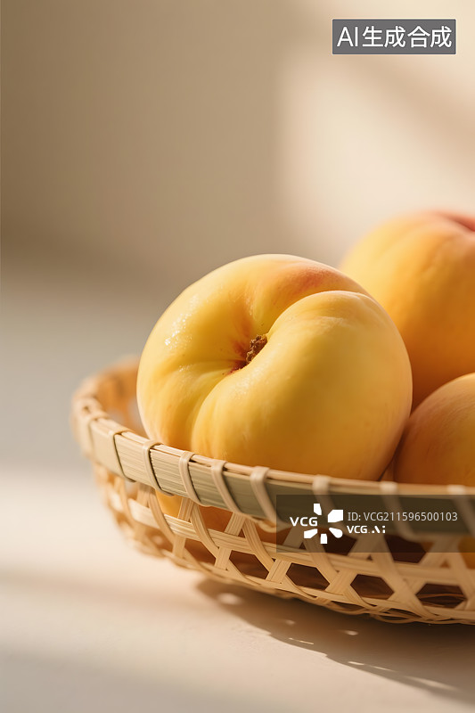【AI数字艺术】新鲜黄桃图片素材