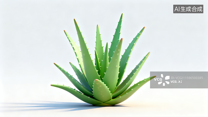 【AI数字艺术】3D卡通绿色芦荟植物图片素材