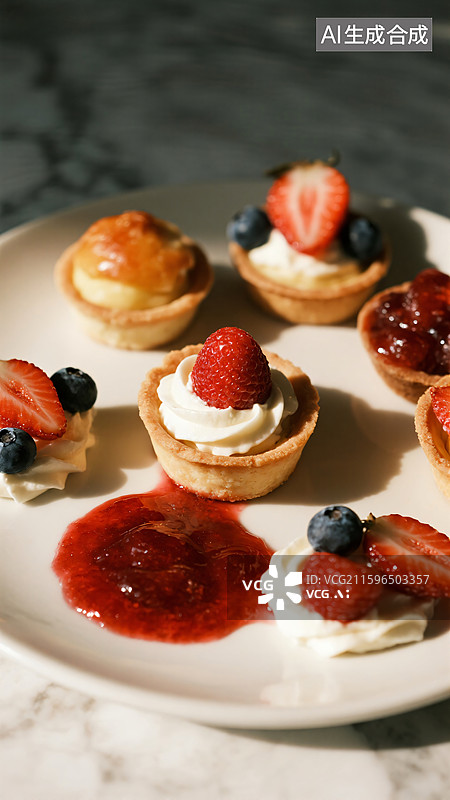 【AI数字艺术】味蕾的诱惑：精致法式甜点拼盘图片素材