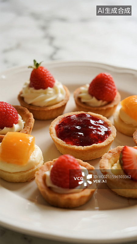 【AI数字艺术】味蕾的诱惑：精致法式甜点拼盘图片素材