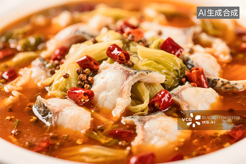 【AI数字艺术】鲜香嫩滑酸菜鱼片图片素材