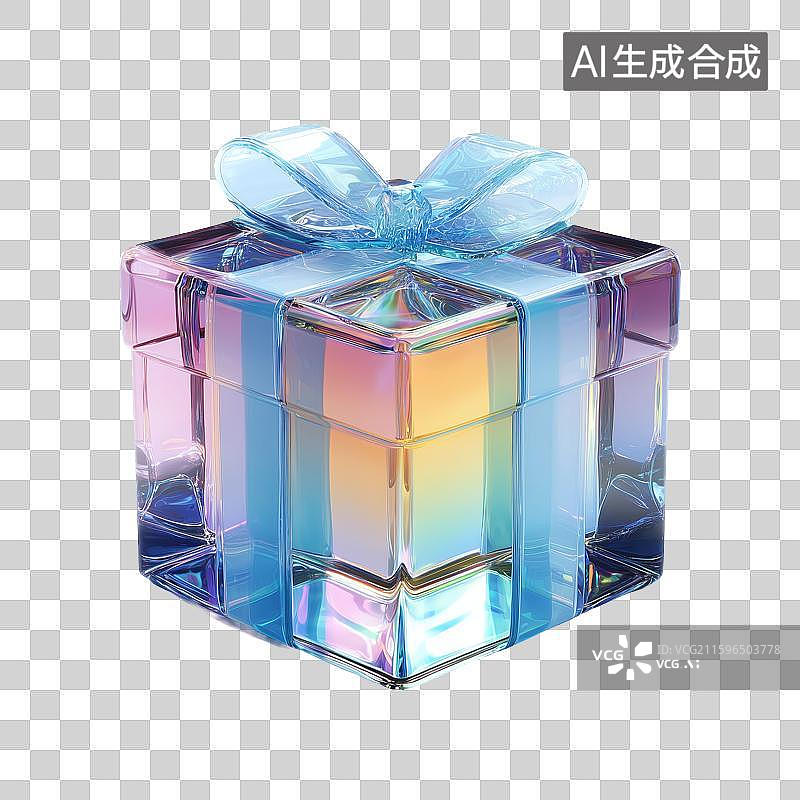 【AI数字艺术】免扣元素玻璃材质礼盒图标图片素材