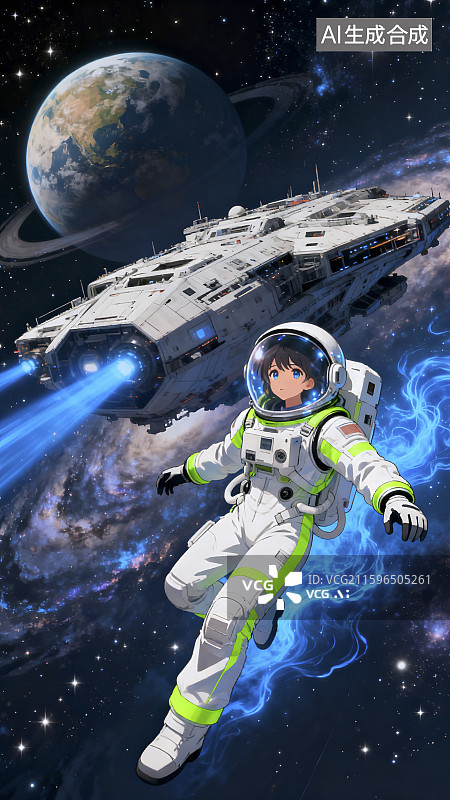 【AI数字艺术】科技感二次元美少女插画图片素材