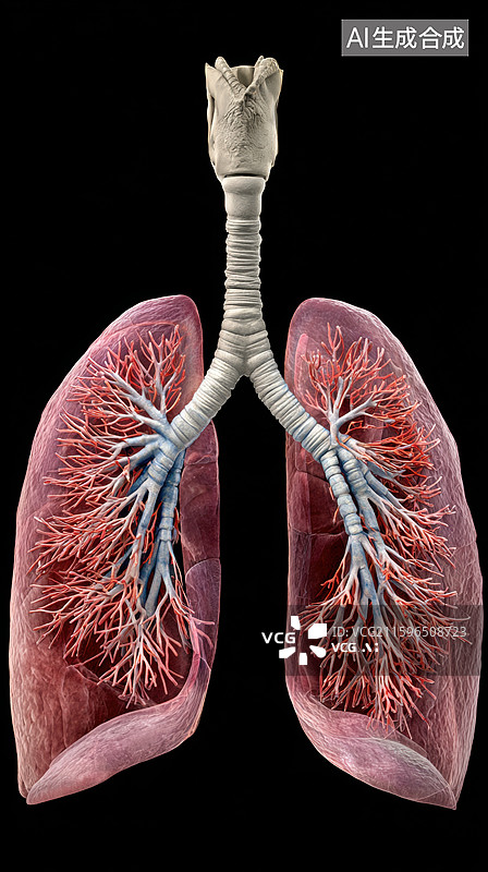 【AI数字艺术】人体肺部结构示意图图片素材