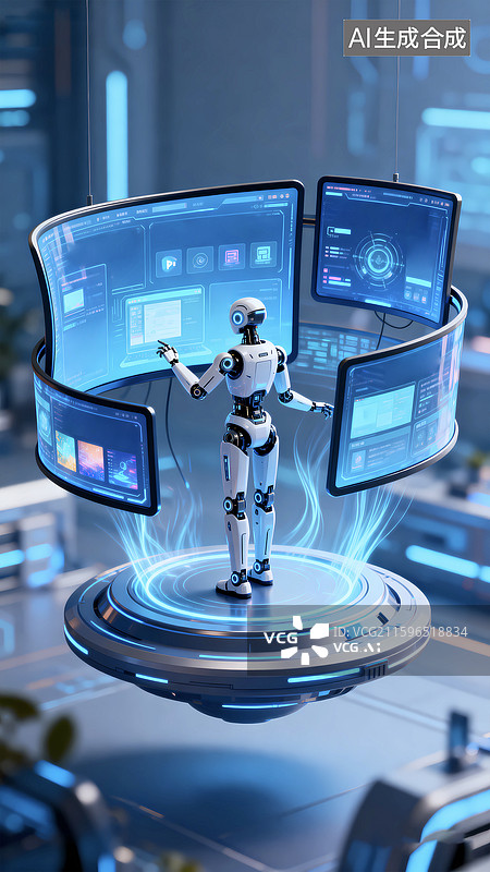 【AI数字艺术】机器人触摸屏幕后台控制自动化图片素材