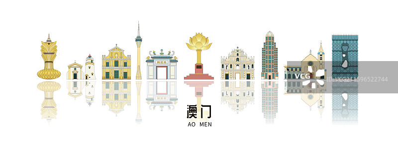 澳门城市建筑插画图片素材