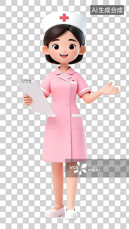 【AI数字艺术】护士护工护理医疗服务人物女性职业3D卡通插画元素图片素材