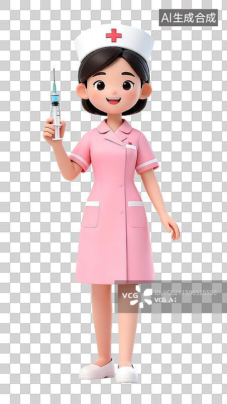 【AI数字艺术】护士护工护理医疗服务人物女性职业3D卡通插画元素图片素材