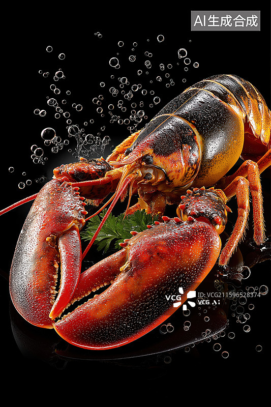 【AI数字艺术】煮熟的龙虾特写图片素材