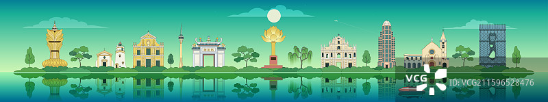 澳门城市建筑插画图片素材