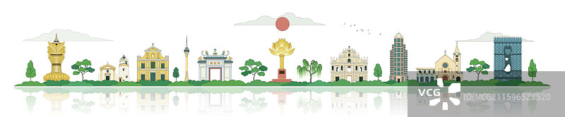 澳门城市建筑插画图片素材