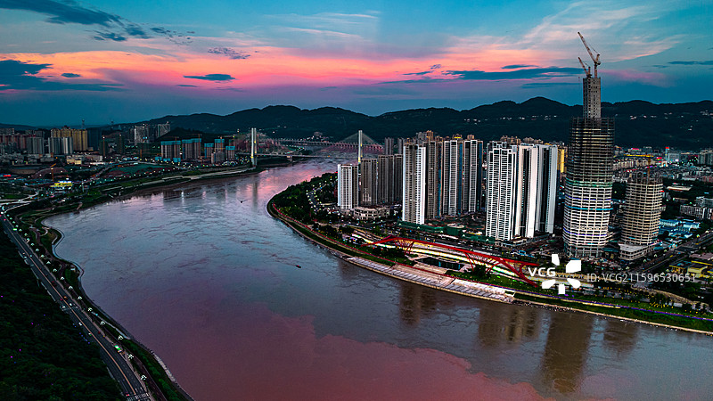 航拍四川宜宾城市建筑风光图片素材