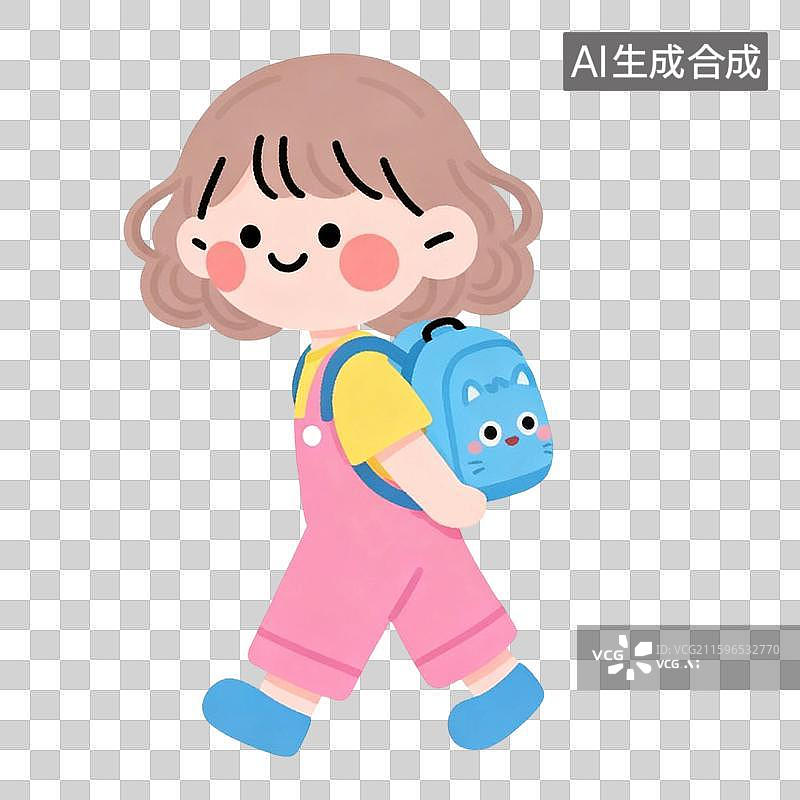 【AI数字艺术】扁平化手绘儿童元素图片素材