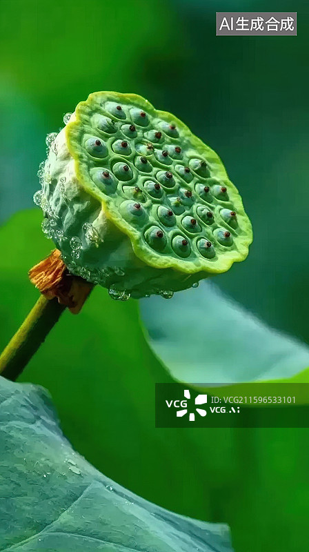 【AI数字艺术】翠绿莲蓬特写镜头图片素材
