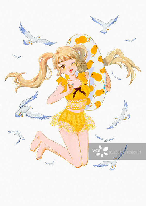 活力游泳少女图片素材