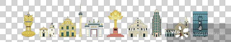 澳门城市建筑插画图片素材