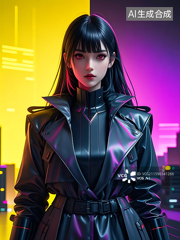 【AI数字艺术】未来都市酷炫少女图片素材