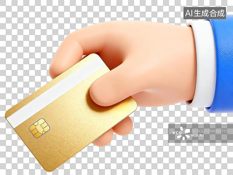【AI数字艺术】卡通风格手持银行卡信用卡金融支付卡图片素材