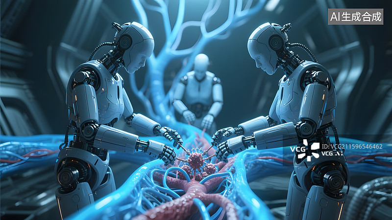 【AI数字艺术】纳米机器人修复血管图片素材