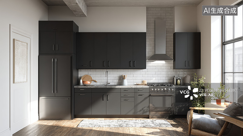 【AI数字艺术】现代简约风格厨房室内设计图片素材