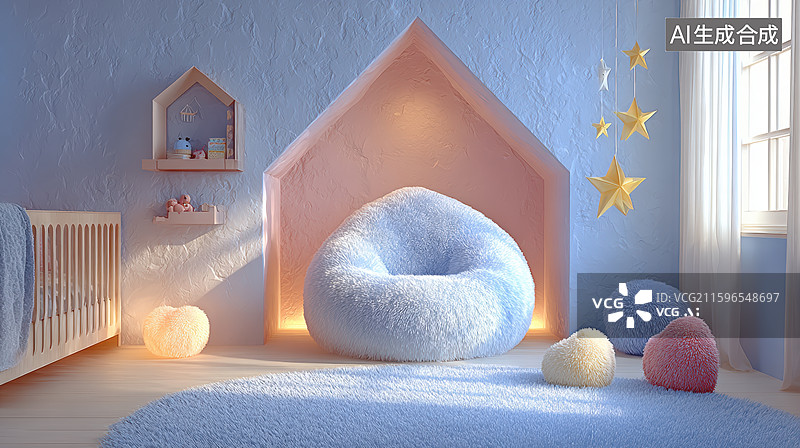 【AI数字艺术】梦幻儿童房室内设计图片素材