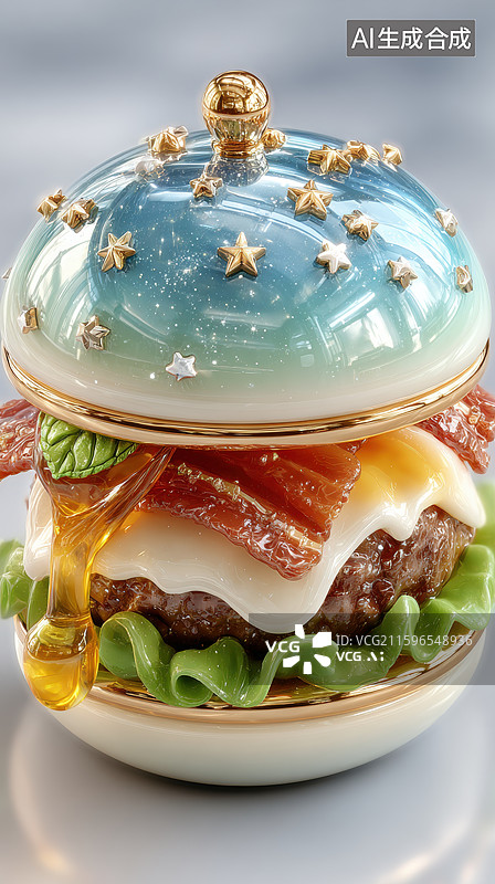 【AI数字艺术】汉堡造型陶瓷储物盒图片素材