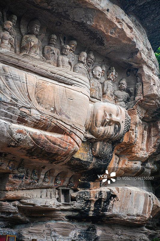 中国四川省资阳市安岳县卧佛院摩崖造像图片素材