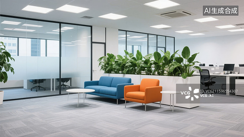 【AI数字艺术】现代办公空间休息区图片素材