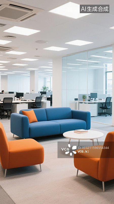 【AI数字艺术】现代办公室休息区图片素材