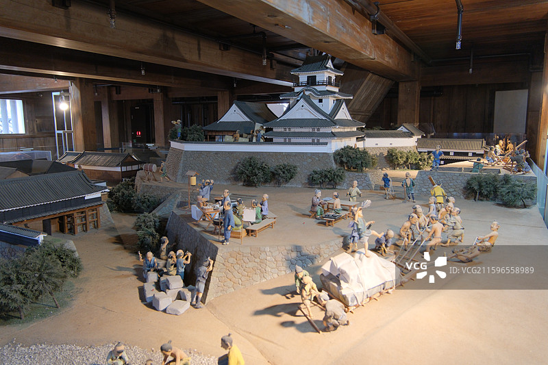 日本高知县高知城，天守阁内部展览图片素材