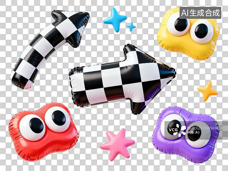 【AI数字艺术】箭头充气膨胀风三维元素图片素材