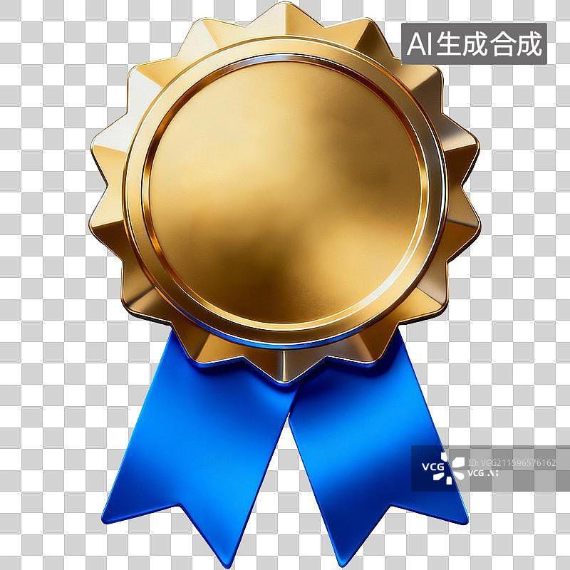 【AI数字艺术】金色促销标签蓝色丝带图片素材