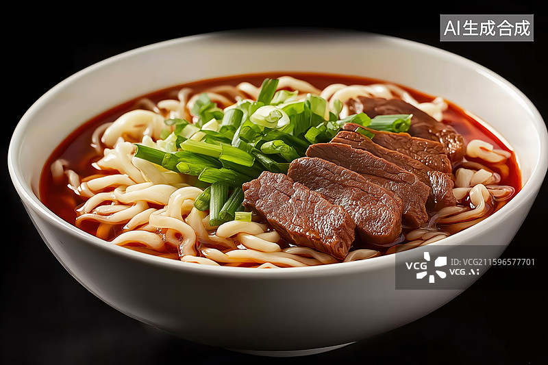 【AI数字艺术】一碗红汤牛肉面图片素材