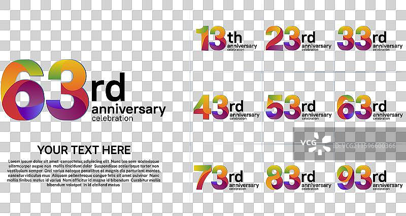 周年纪念的彩色图案集，可用于图片素材