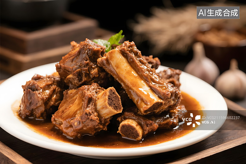 【AI数字艺术】酱香浓郁排骨图片素材