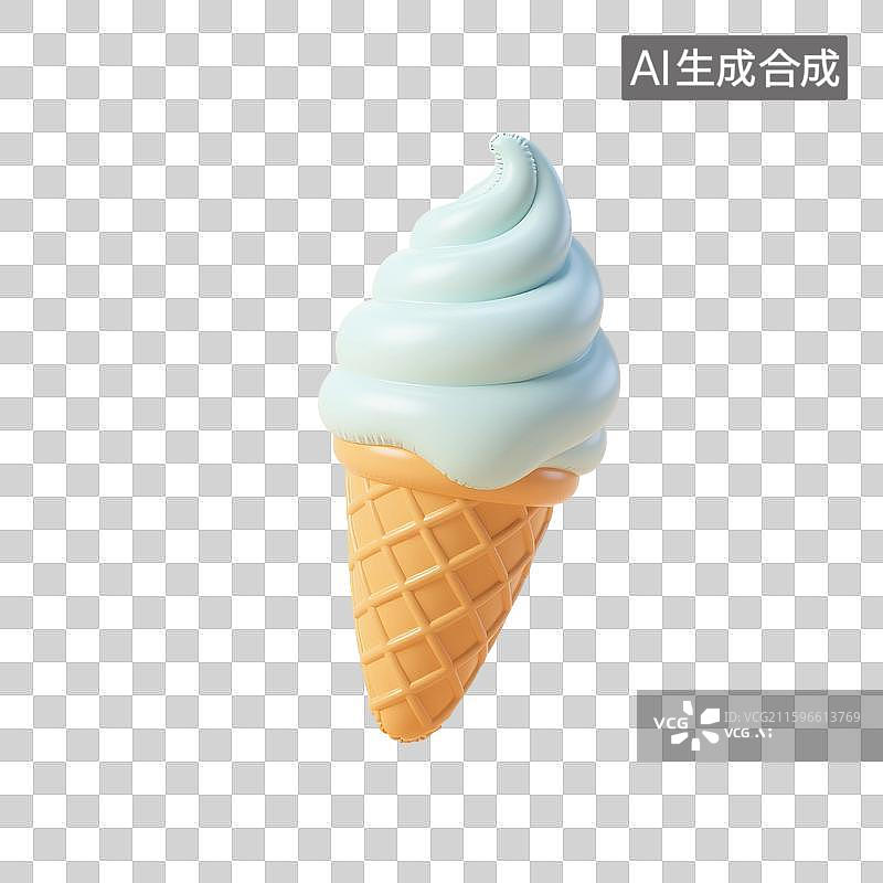 【AI数字艺术】3D渲染，充气膨胀风格，免抠元素，夏天甜点，冷饮，甜食，美食，小吃图片素材