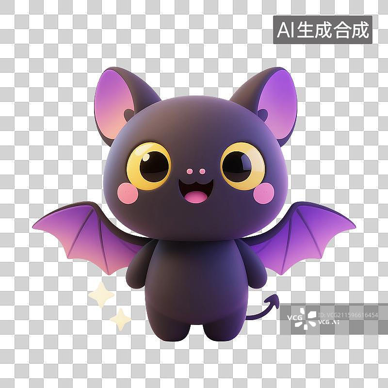 【AI数字艺术】3D渲染，可爱的卡通蝙蝠，鬼怪，怪物，万圣节，免抠元素图片素材