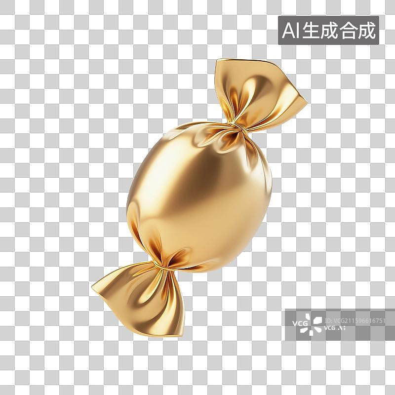 【AI数字艺术】3D渲染，金色，糖果，喜糖，甜食，零食，万圣节，免抠元素图片素材