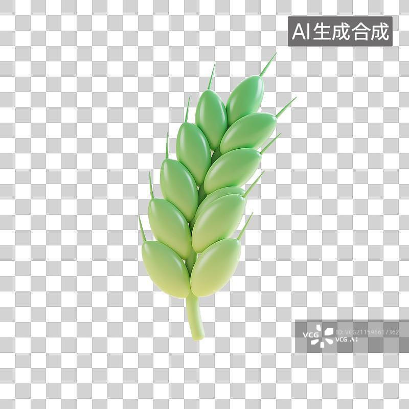 【AI数字艺术】3D渲染，麦穗，麦子，农业丰收，收获，秋天，传统节日，中国风，芒种，麦苗，免抠元素图片素材