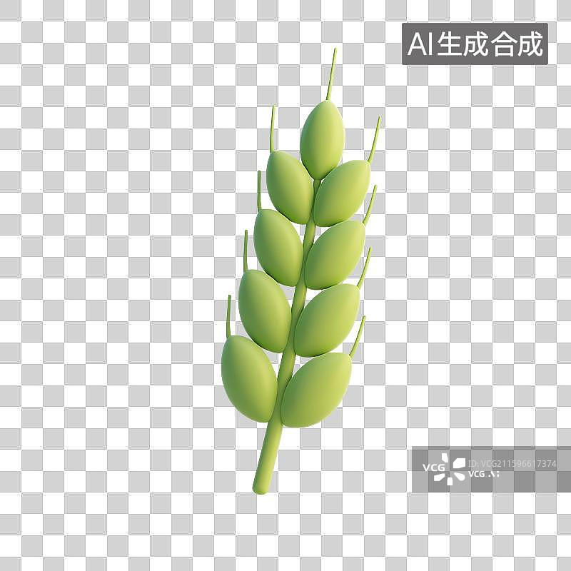 【AI数字艺术】3D渲染，麦穗，麦子，农业丰收，收获，秋天，传统节日，中国风，芒种，麦苗，免抠元素图片素材