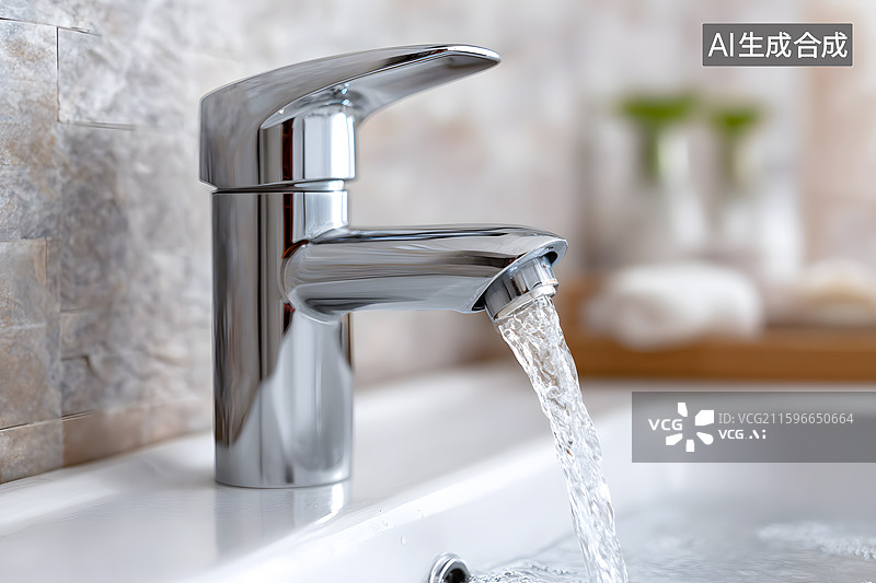 【AI数字艺术】正在流水的水龙头图片素材
