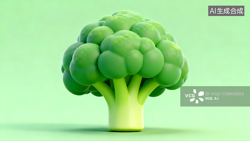 【AI数字艺术】3D卡通风格西兰花图片素材