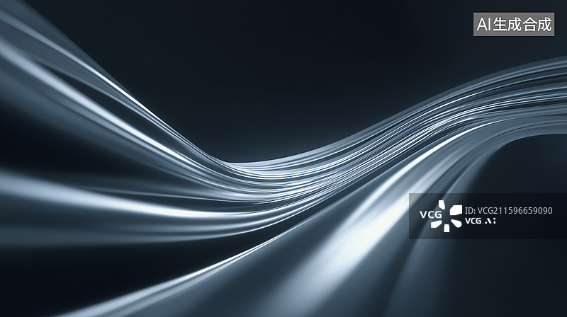 【AI数字艺术】奢华曲线光束银蓝背景图片素材